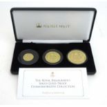 A cased set of three Royal Engagement 9ct gold Commemorative Collection proof coins,