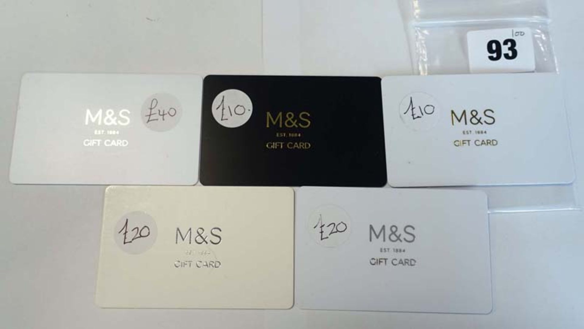 Marks & Spencer (x5) - Total face value £100