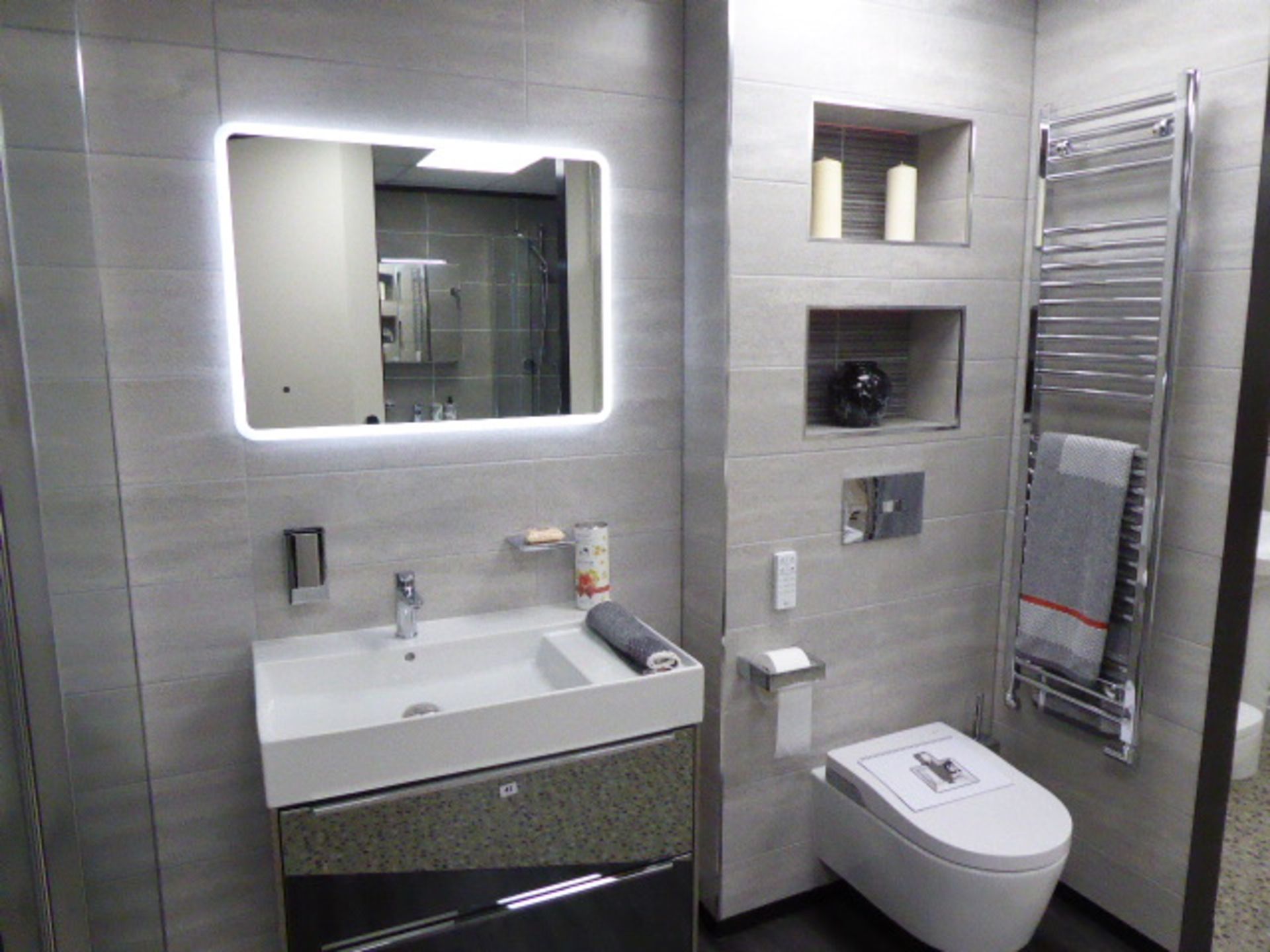 Roca Inspira shower suite including: Just Trays Evolved shower tray in mistral grey, 150x80cm; Roman - Image 2 of 9