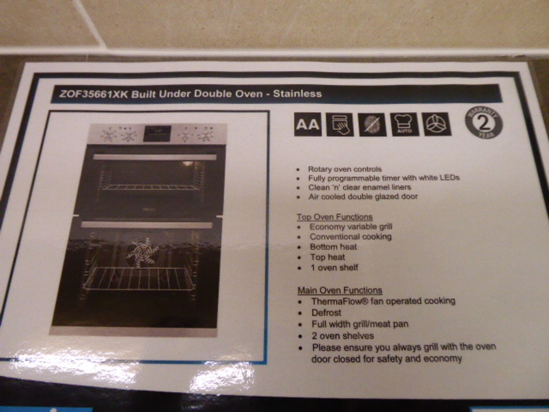 Zanussi ZOF35661XK double oven, Zanussi induction hob and an Electrolux EFC60151X chimney hood ( - Image 7 of 8