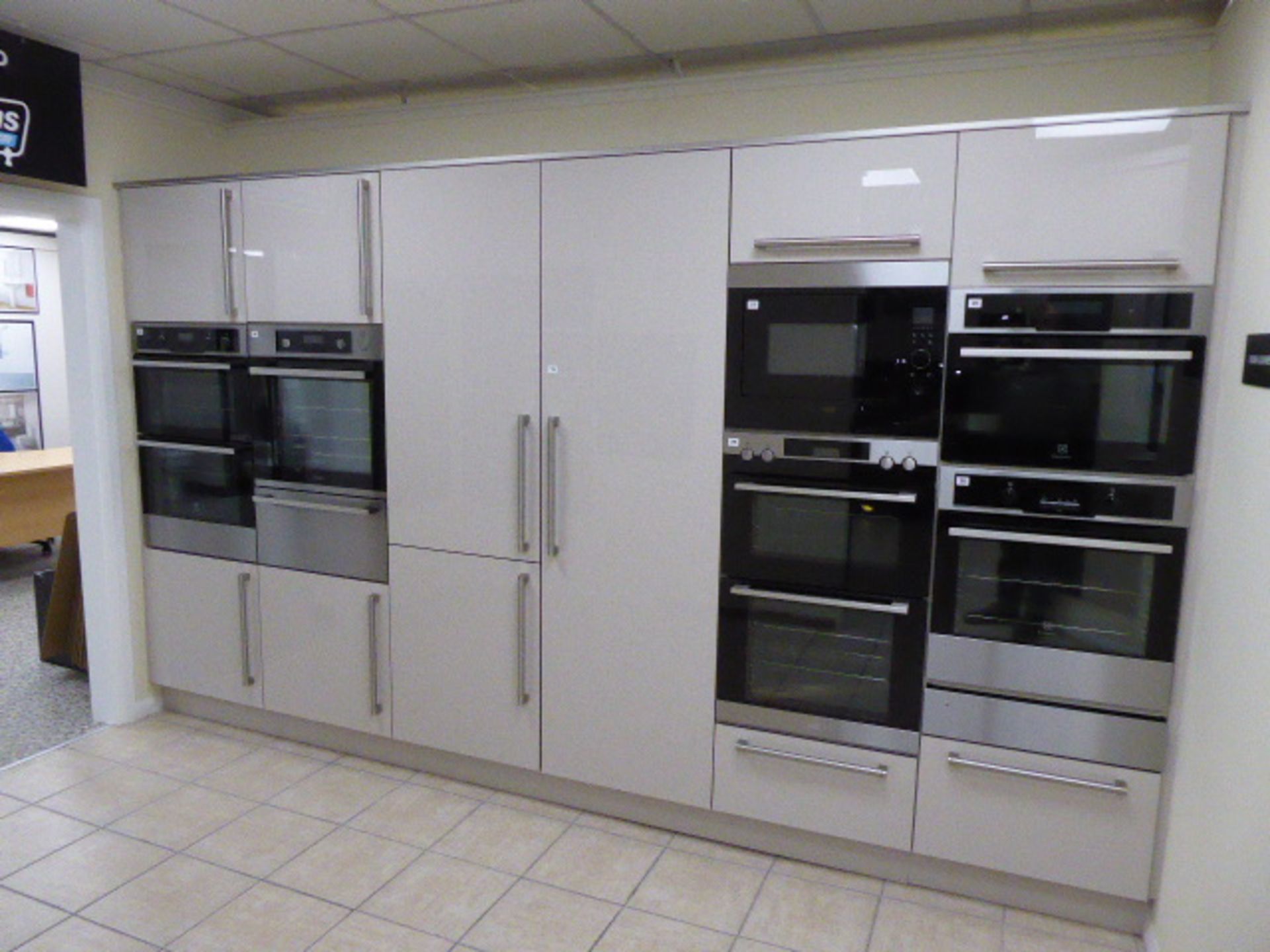 A Roma Cashmere run of kitchen wall units, 360cm ( appliances not included ) (Located at the Lincoln