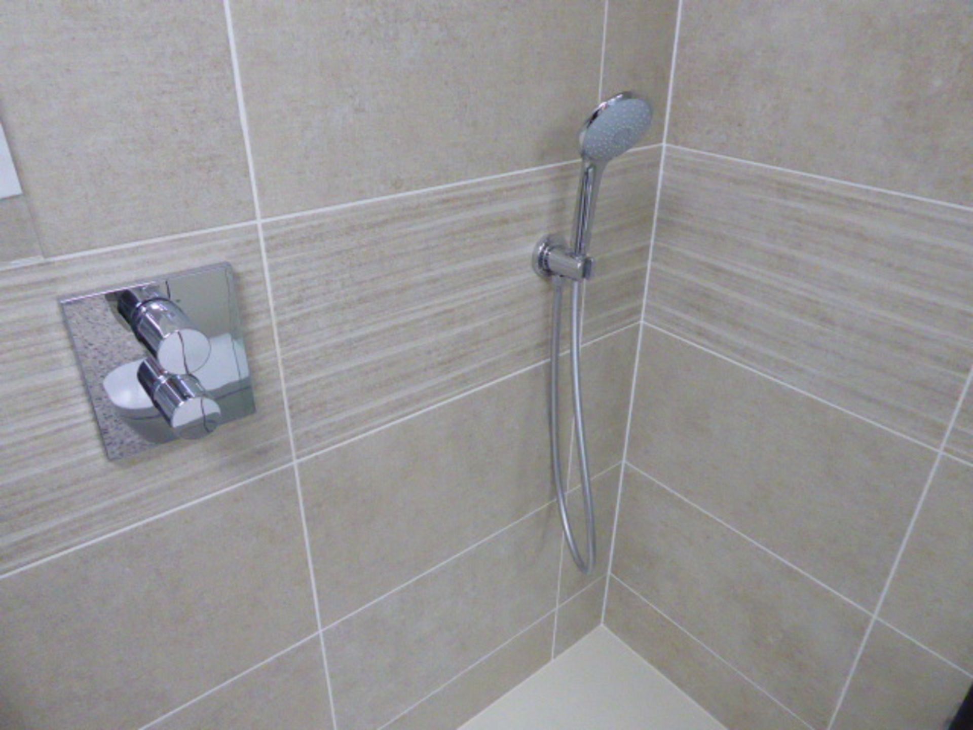 Roca The Gap shower suite including: Just Trays softstone shower tray in cream, 120x80cm; Decen - Image 5 of 6