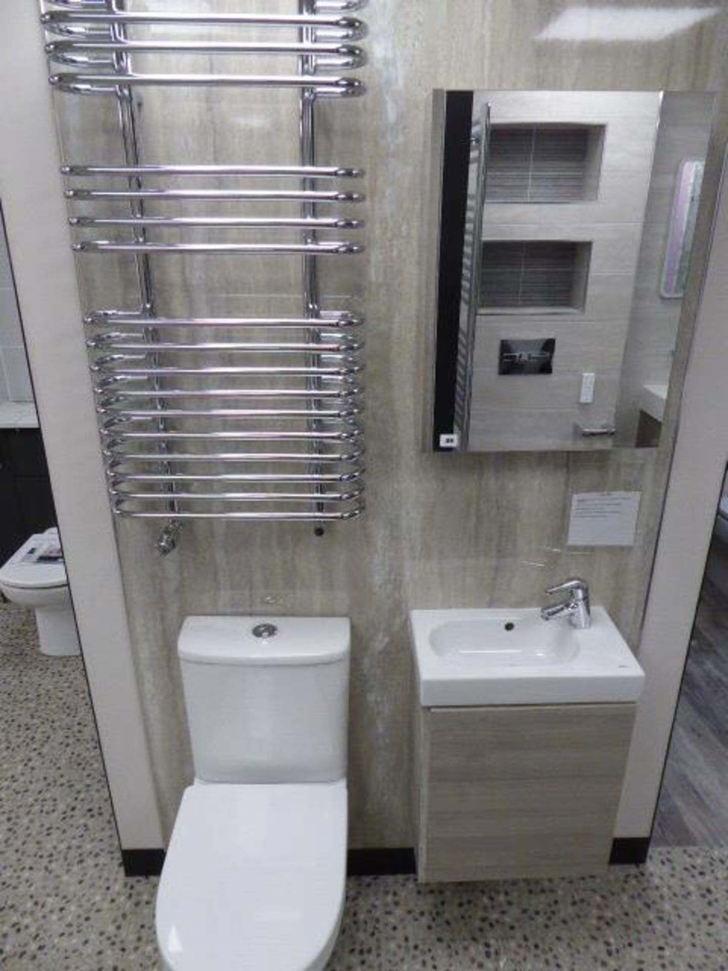 Roca Colina wash closet suite including: Mini Pack basin and base unit; Victoria body basin mixer; - Image 4 of 4