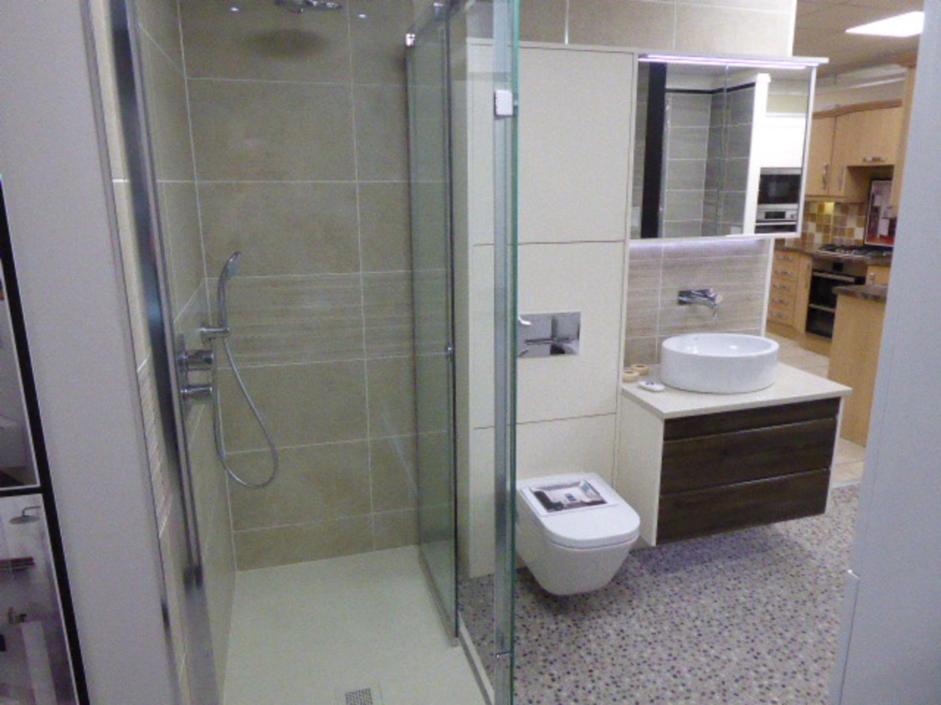 Roca The Gap shower suite including: Just Trays softstone shower tray in cream, 120x80cm; Decen - Image 2 of 6