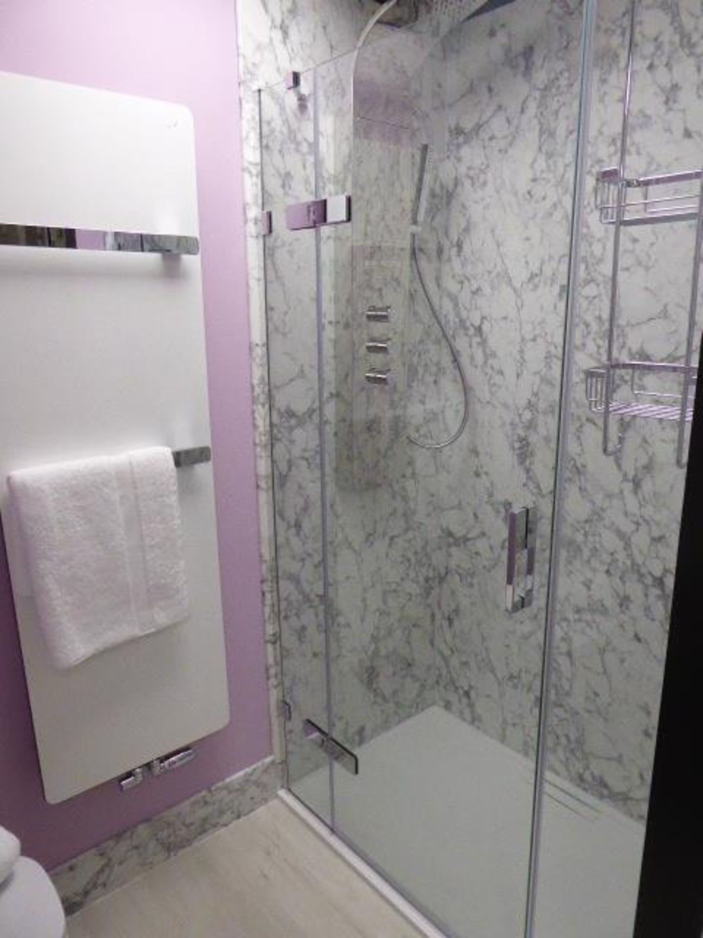 Roca Gap Rimless shower suite including: Just Trays Evolved tray, 120x76cm gloss white; Roman - Image 2 of 6