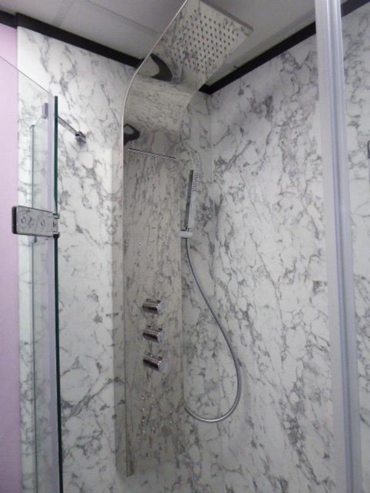 Roca Gap Rimless shower suite including: Just Trays Evolved tray, 120x76cm gloss white; Roman - Image 3 of 6