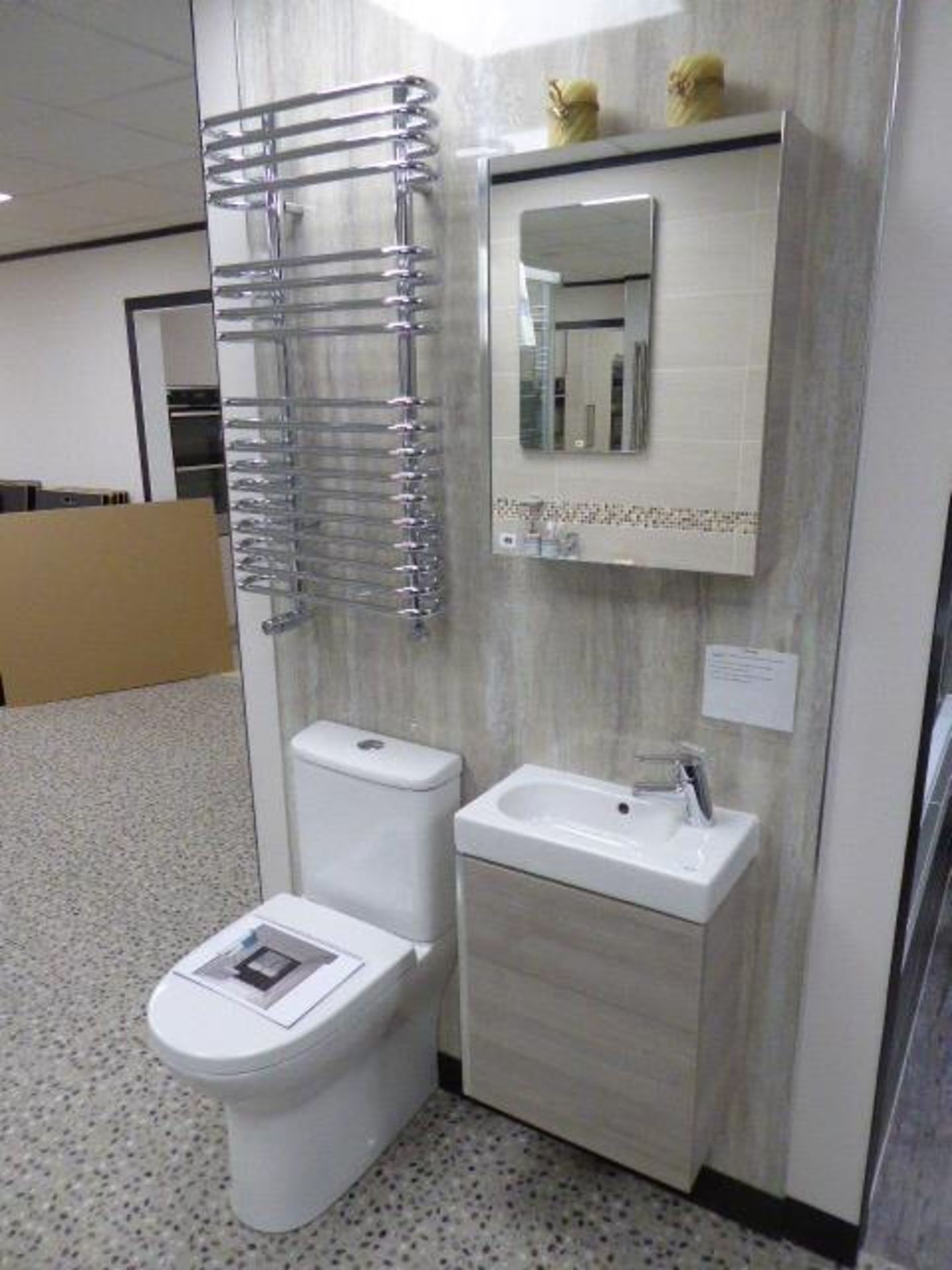 Roca Colina wash closet suite including: Mini Pack basin and base unit; Victoria body basin mixer; - Image 2 of 4