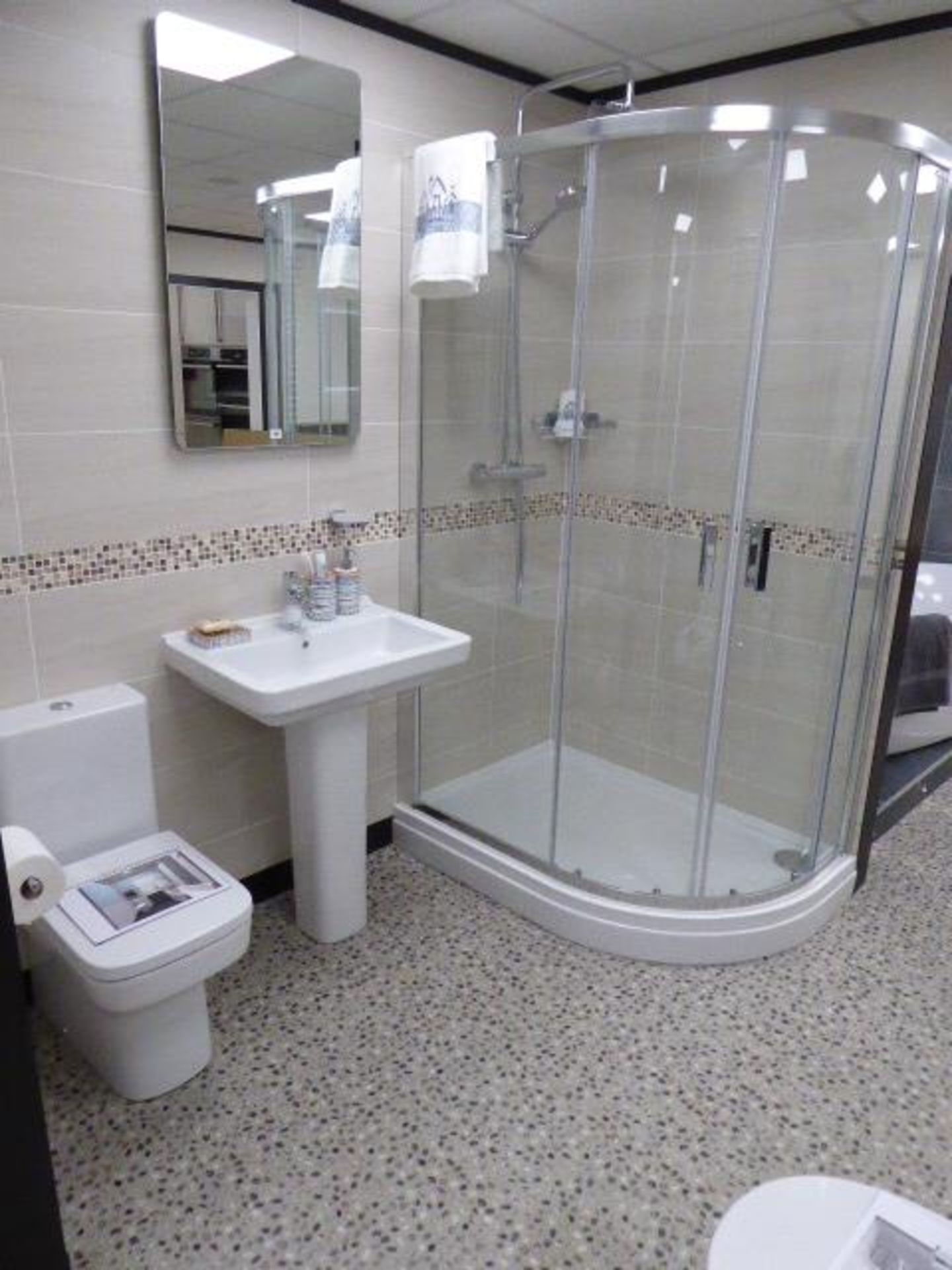 Roca Dana-N shower suite including: Just Trays fusion quad tray, 120x80cm; Roman Embrace quadrant