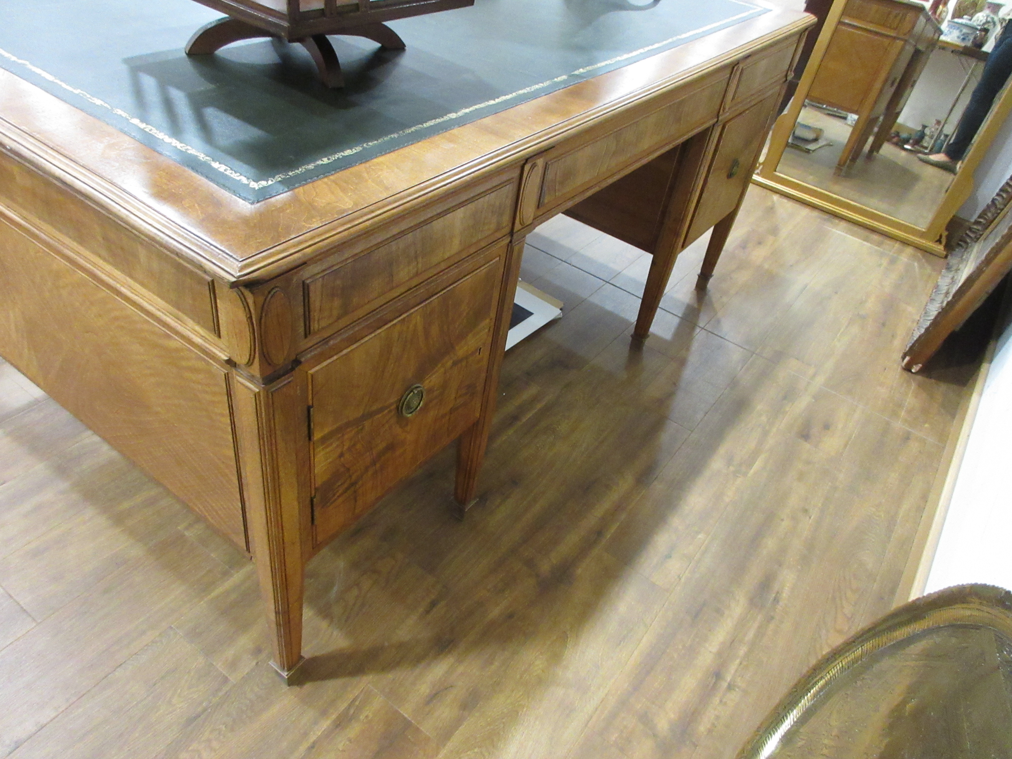 A 20th century walnut twin pedestal partner's desk, - Image 15 of 25