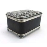 A Victorian silver mounted tortoiseshell box of rectangular form,