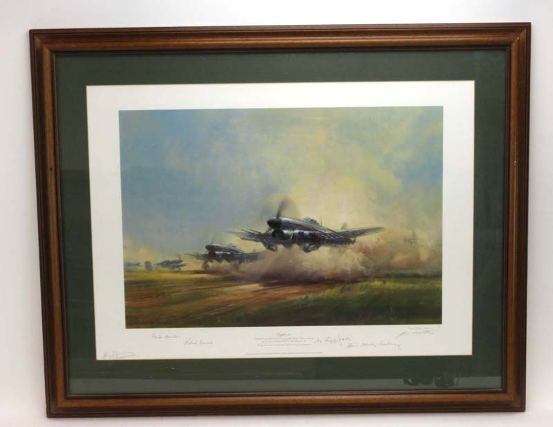 After Frank Wootton, 'Typhoon', signed by the artist and others, and numbered in pencil 795/850,
