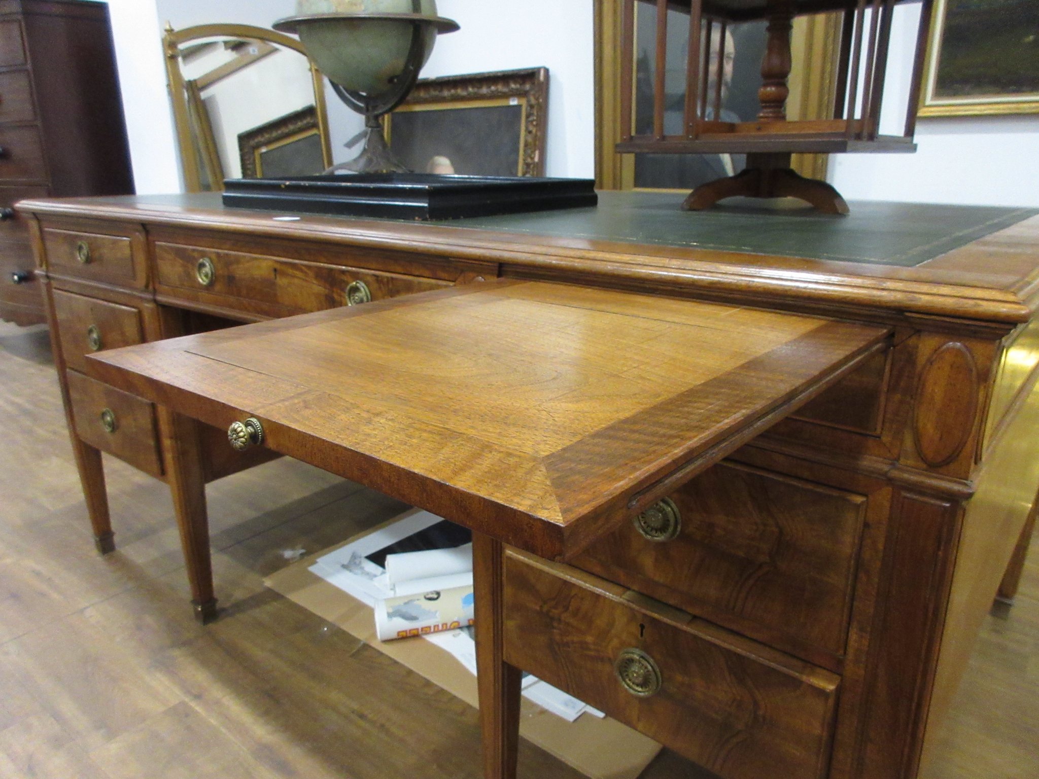 A 20th century walnut twin pedestal partner's desk, - Image 23 of 25