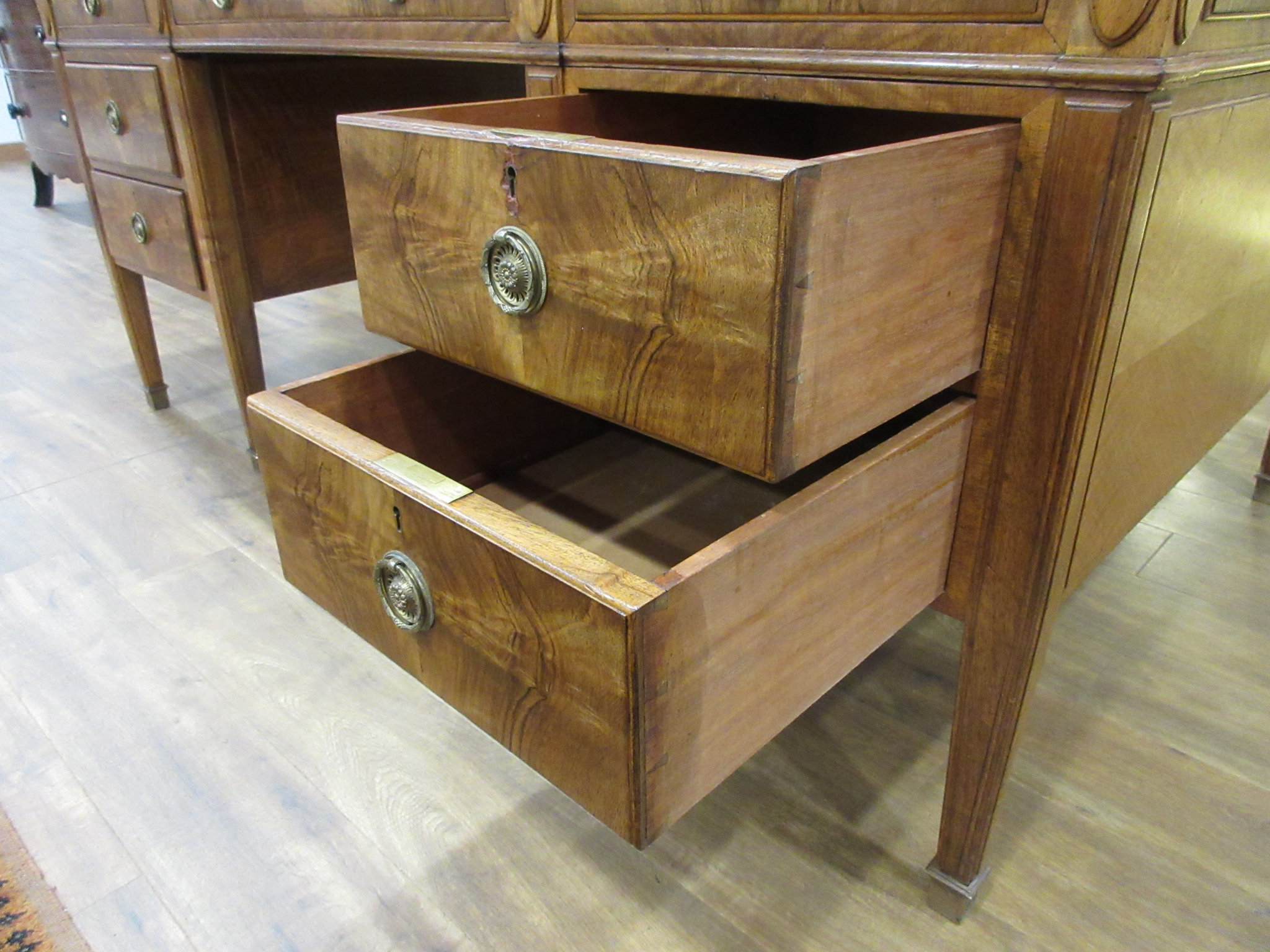 A 20th century walnut twin pedestal partner's desk, - Image 22 of 25