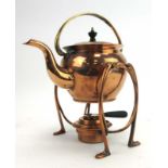 An Arts & Crafts copper spirit kettle and stand by William Soutter & Sons