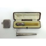 A cased silver mounted cheroot, maker AS&Co.