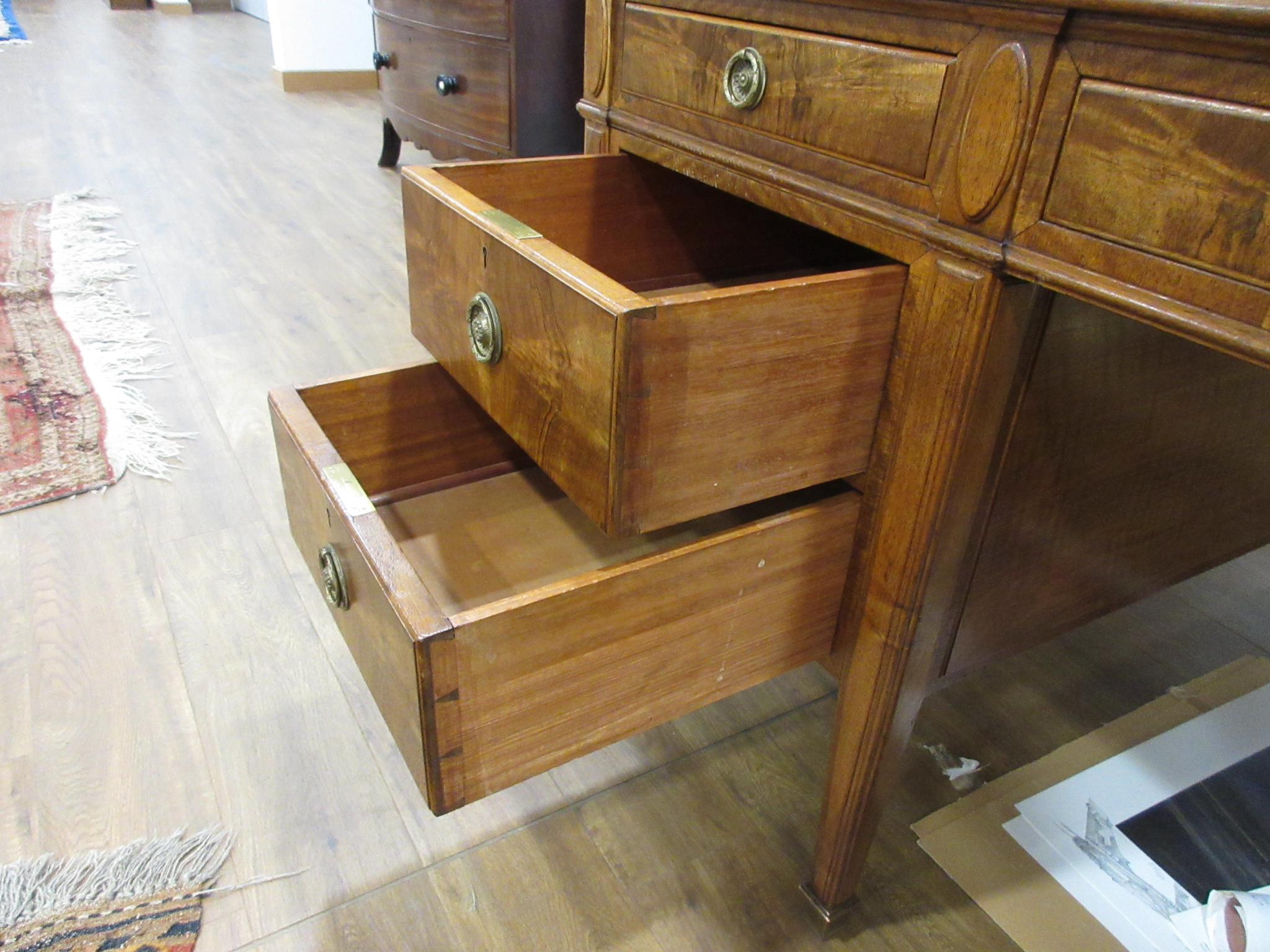 A 20th century walnut twin pedestal partner's desk, - Image 20 of 25