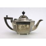 An early 20th century silver teapot of canted form, maker WF AF, Sheffield 1912, h.