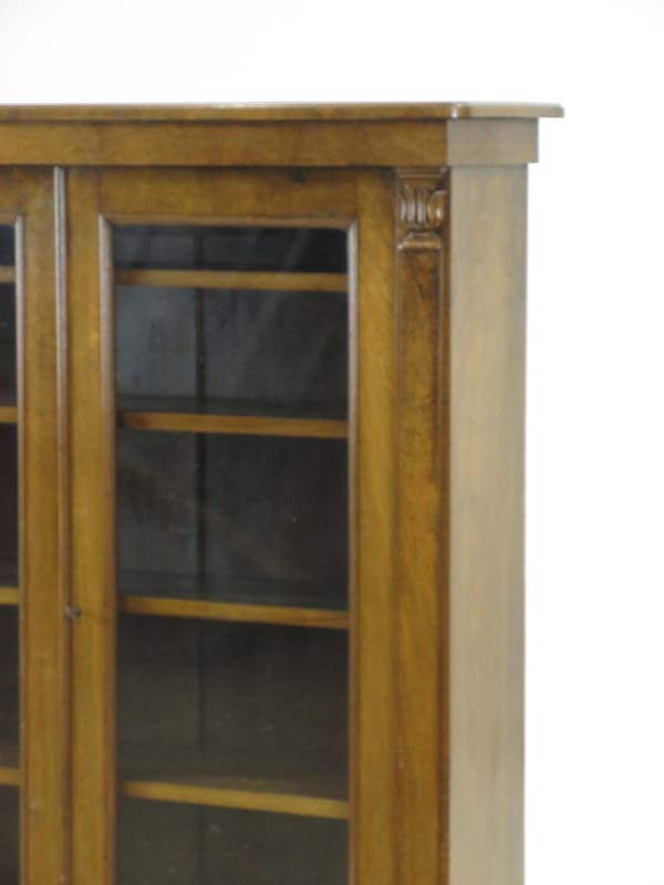 A Victorian walnut bookcase with two glazed doors, on a plinth base, w. - Image 3 of 3