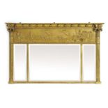 An early 19th century giltwood and gesso overmantle mirror,