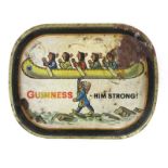 An enamelled tray advertising Guiness,