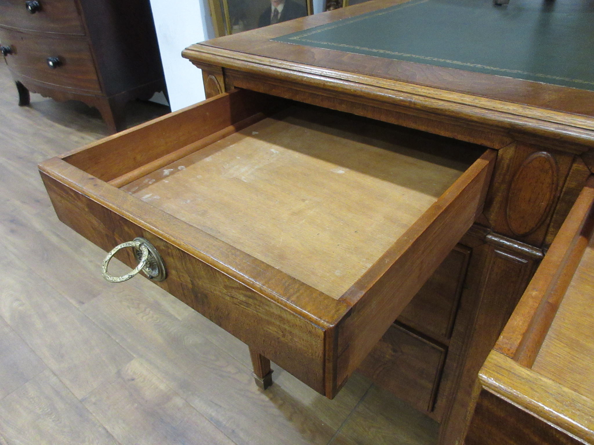 A 20th century walnut twin pedestal partner's desk, - Image 3 of 25