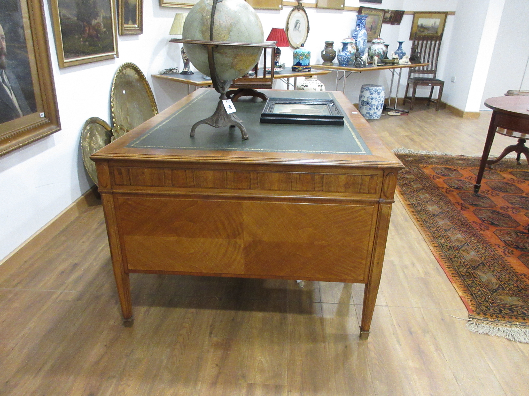 A 20th century walnut twin pedestal partner's desk, - Image 17 of 25