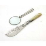 A Victorian silver bladed, mother of pearl handled butter knife, Birmingham 1865,