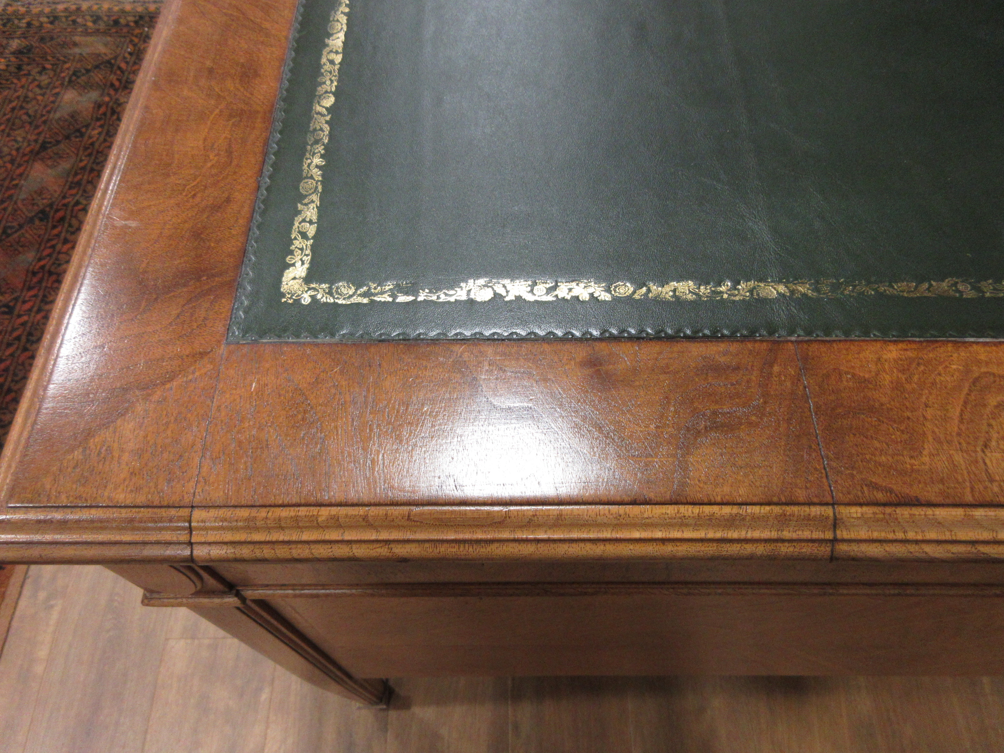 A 20th century walnut twin pedestal partner's desk, - Image 13 of 25