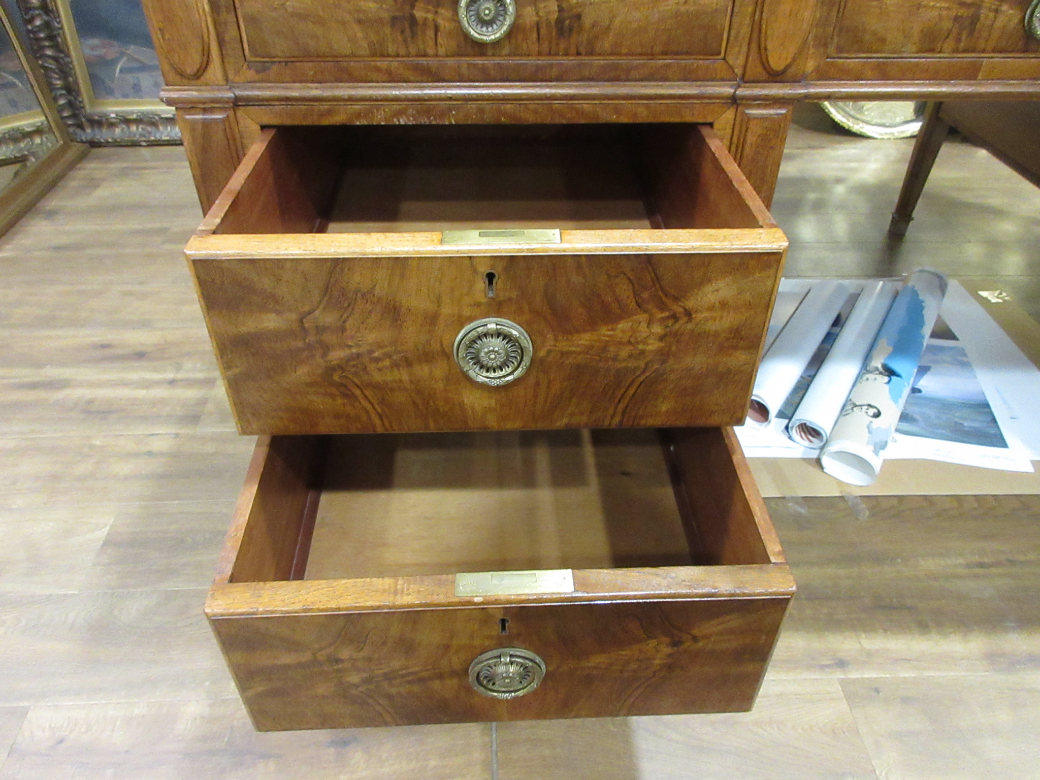 A 20th century walnut twin pedestal partner's desk, - Image 19 of 25