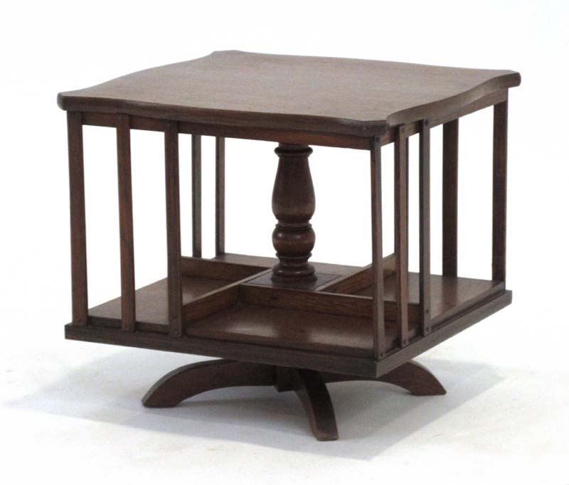 An Edwardian oak table-top revolving bookcase, w. - Image 2 of 2