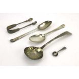 A George III Irish silver spoon with shell shaped bowl, maker MK, Dublin 1802, l.