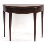 A George III mahogany, walnut crossbanded and ebony strung tea table,