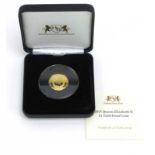 A cased 2015 Queen Elizabeth II £1 gold proof coin, 22ct,