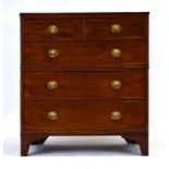 A 19th century mahogany, strung and crossbanded chest of two short over three long drawers,