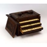 A 1920/30's bone and bamboo mahjong set in an oak case CONDITION REPORT: See