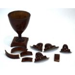 For Restoration: a 19th century mahogany and marquetry strung knife box of urn shaped form on a