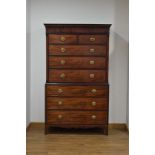 A late 18th/early 19th century mahogany chest-on-chest, the two short over six long drawers,