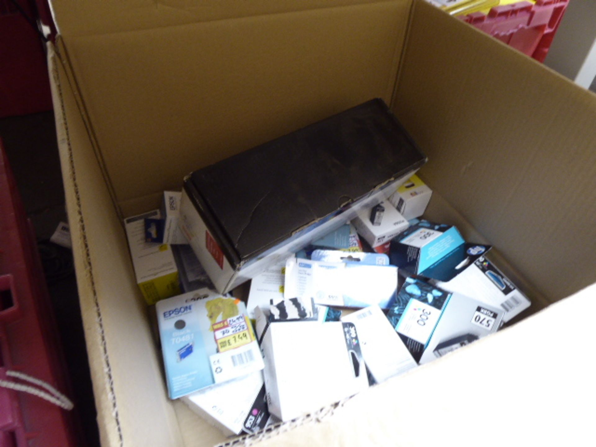 Box of Filofax inserts and loose items of toner, staplers, etc. - Image 2 of 2