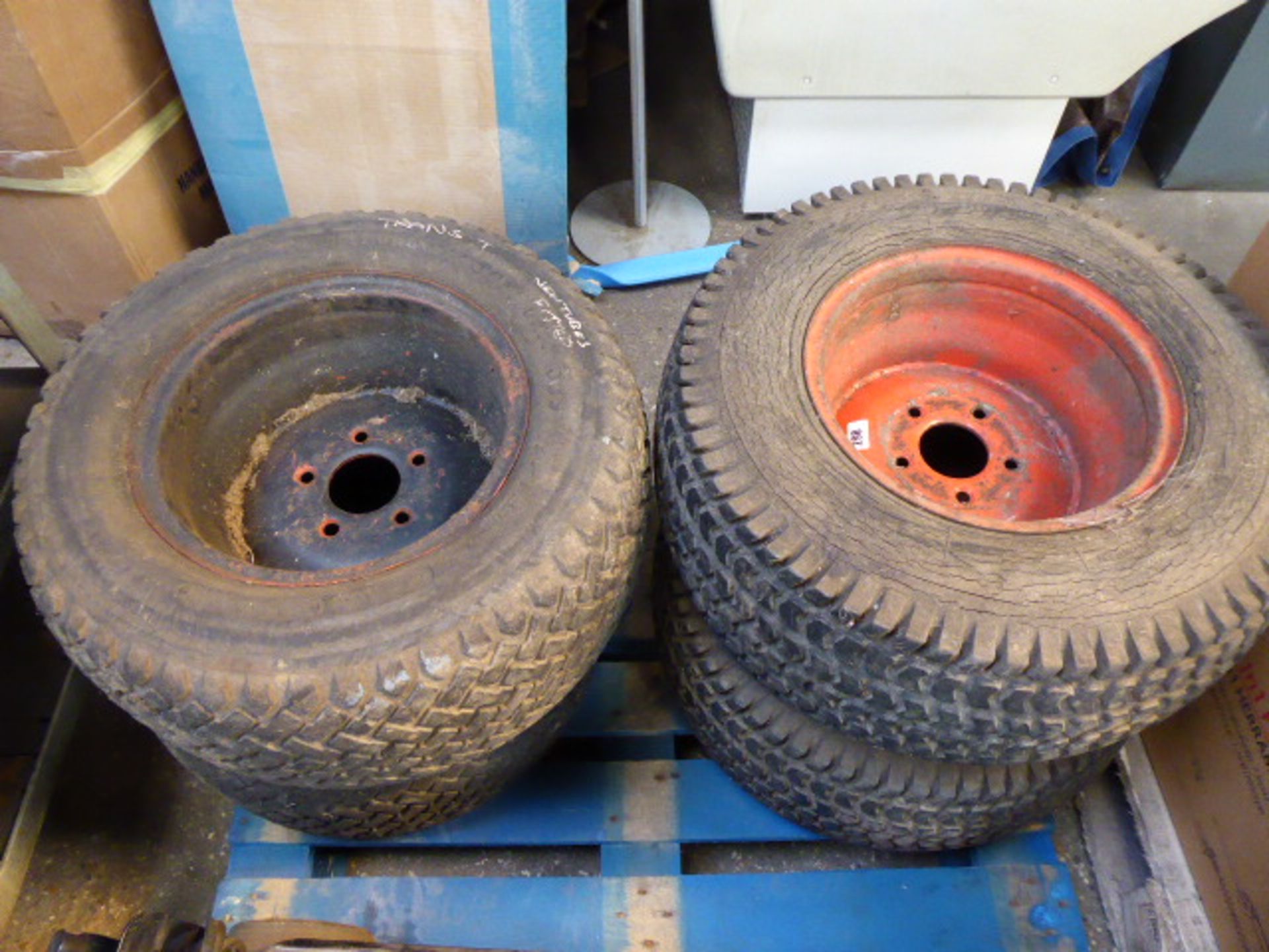 4 knobbley small tractor wheels and tyres