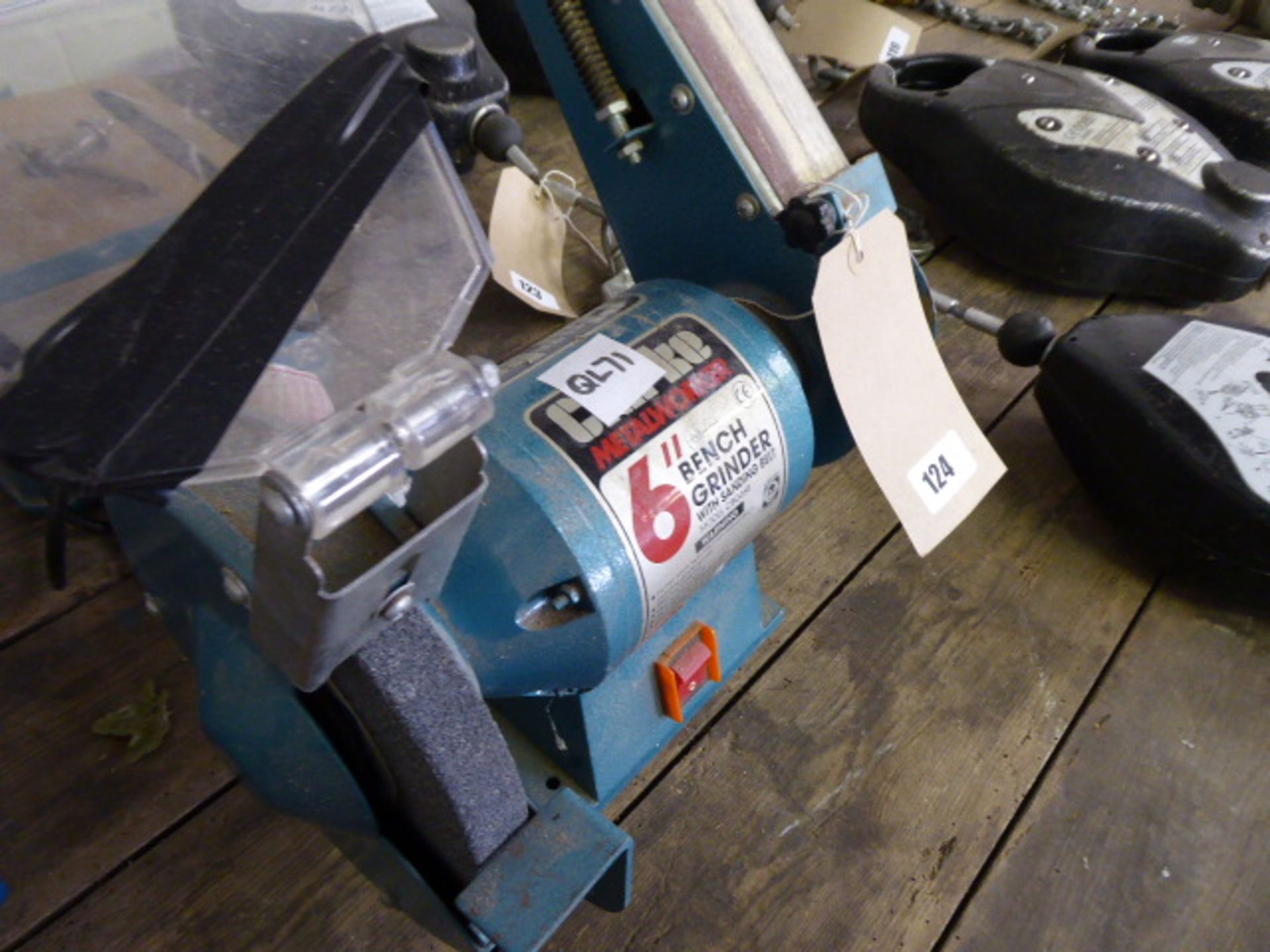 (13) Clarke Metal Worker 6'' bench grinder with sanding belt, 240v - Bild 2 aus 2