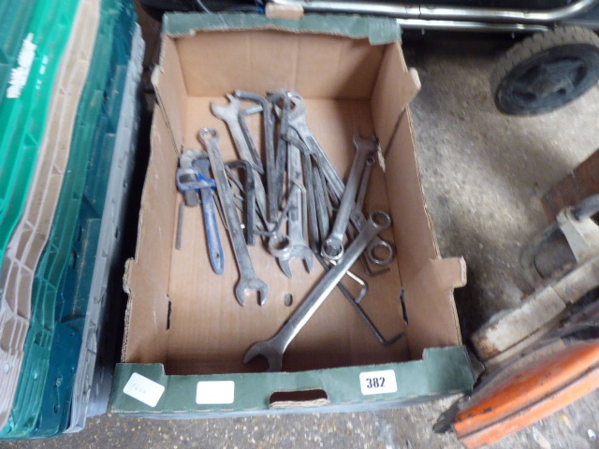 Tray containing mainly spanners