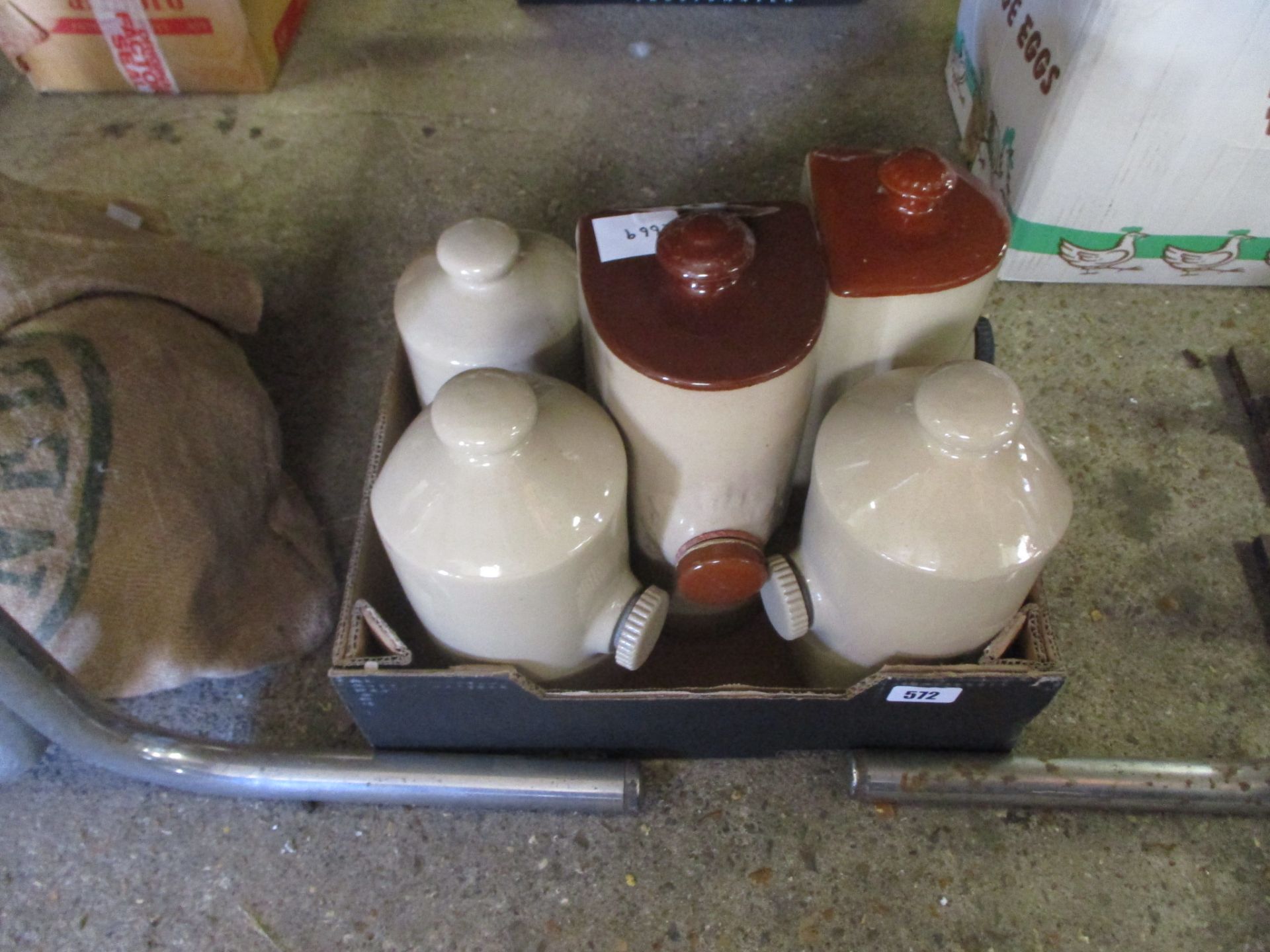 5 earthenware hot water bottles