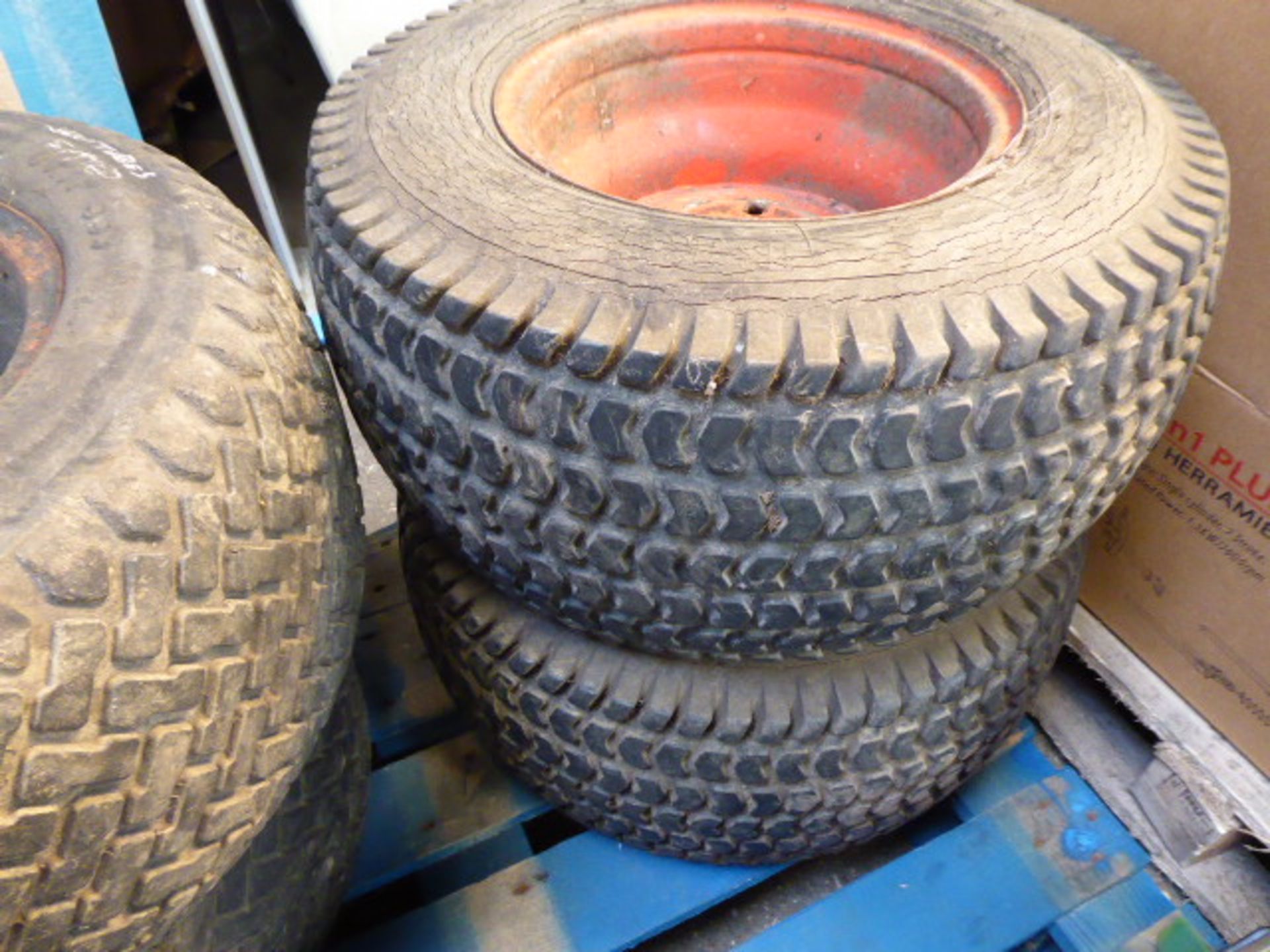 4 knobbley small tractor wheels and tyres - Image 2 of 2
