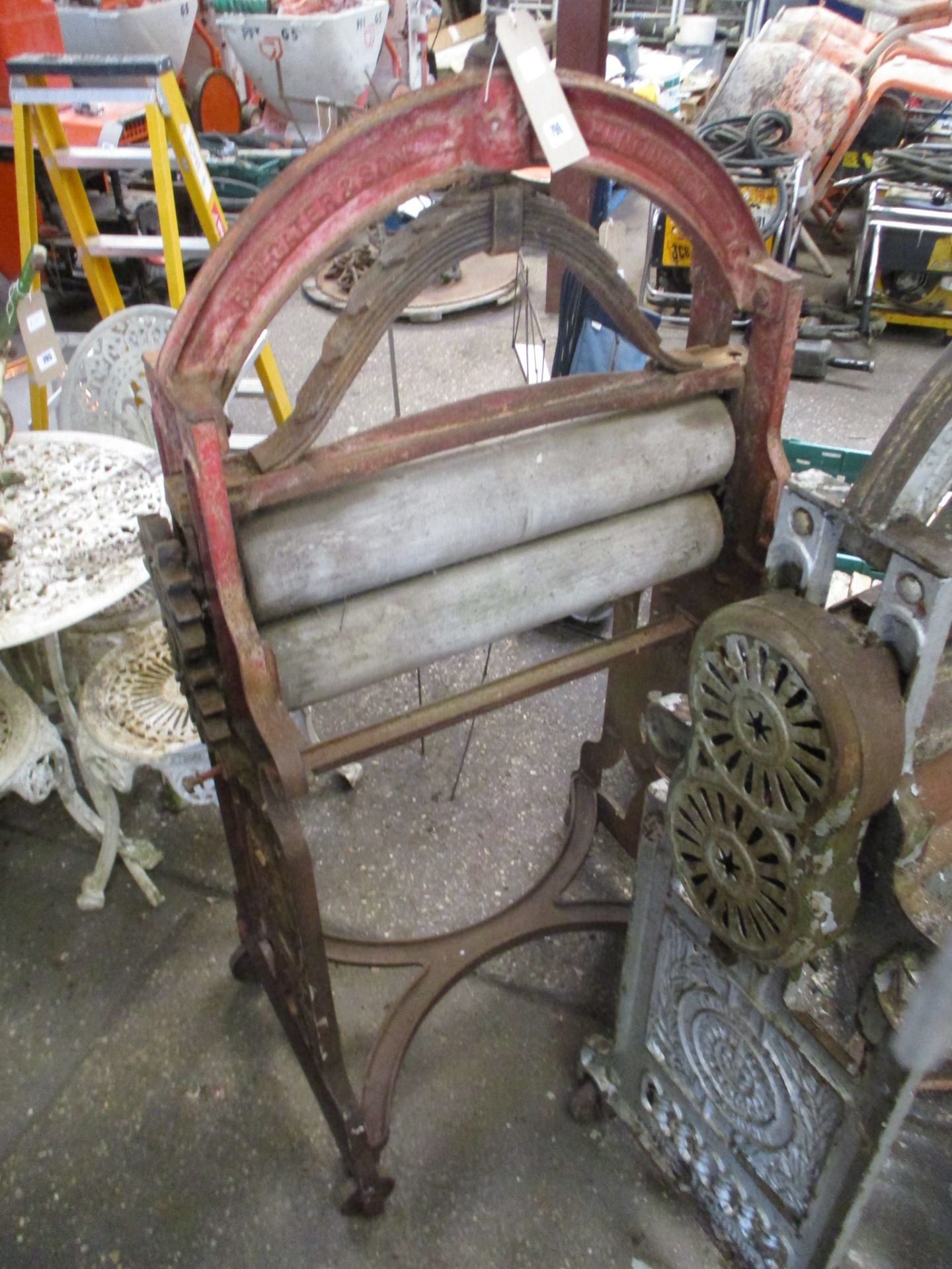 The New Crown Diamond mangle on stand with castors by R.W. Cater & Son, Huntingdon