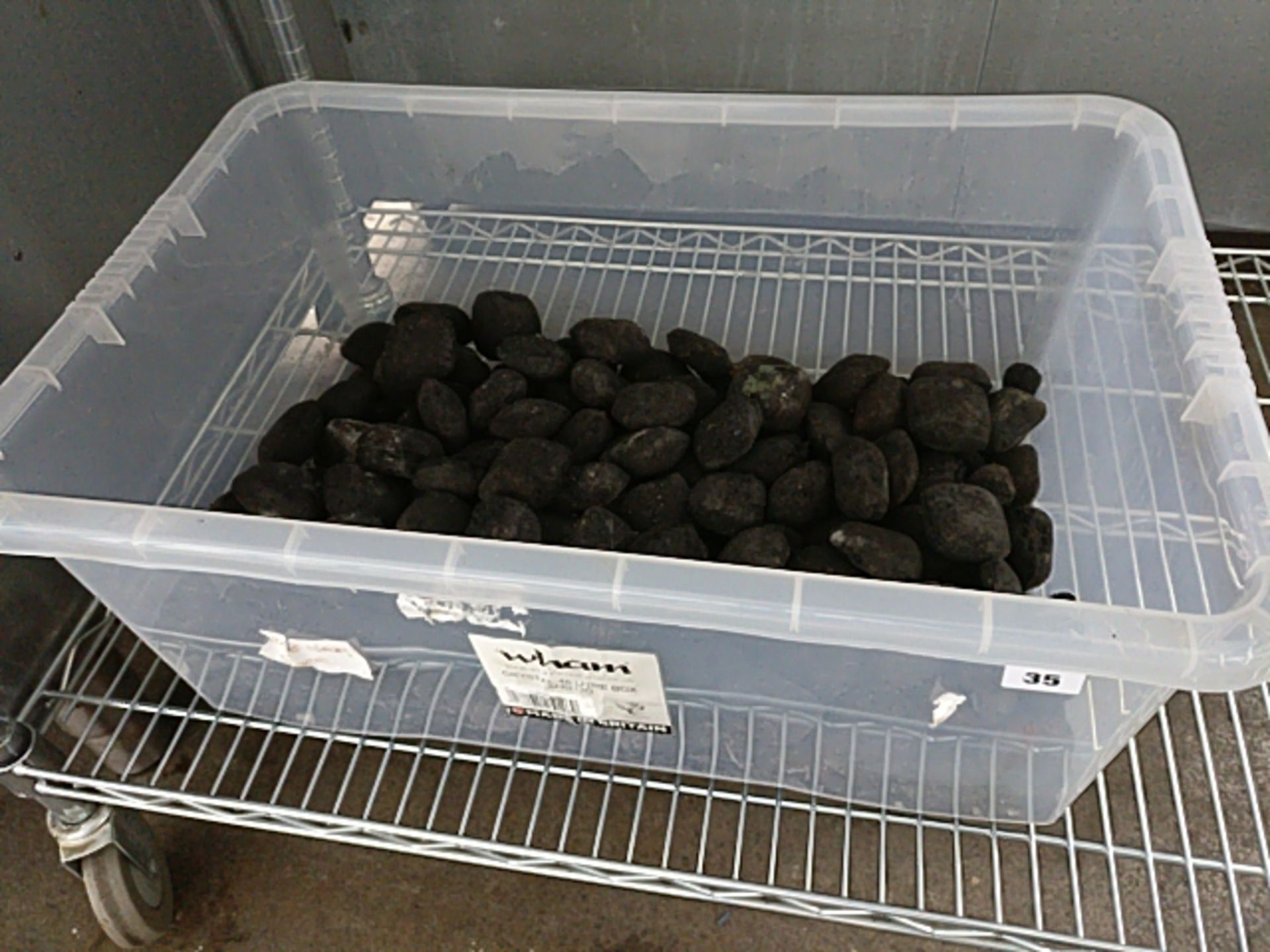Box of charcoal rock