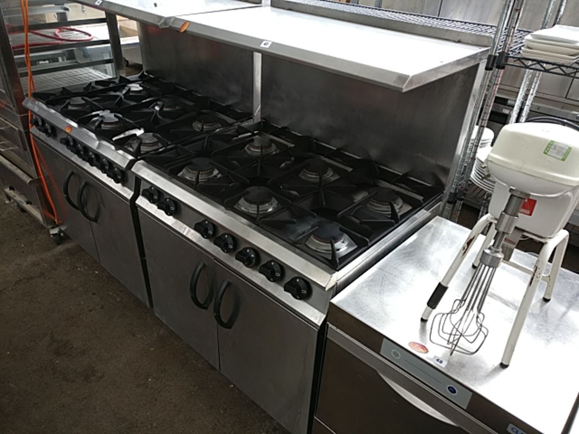 90cm gas Moorwood Vulcan 6-burner cooker with 2-door oven under and shelf over - Image 2 of 3