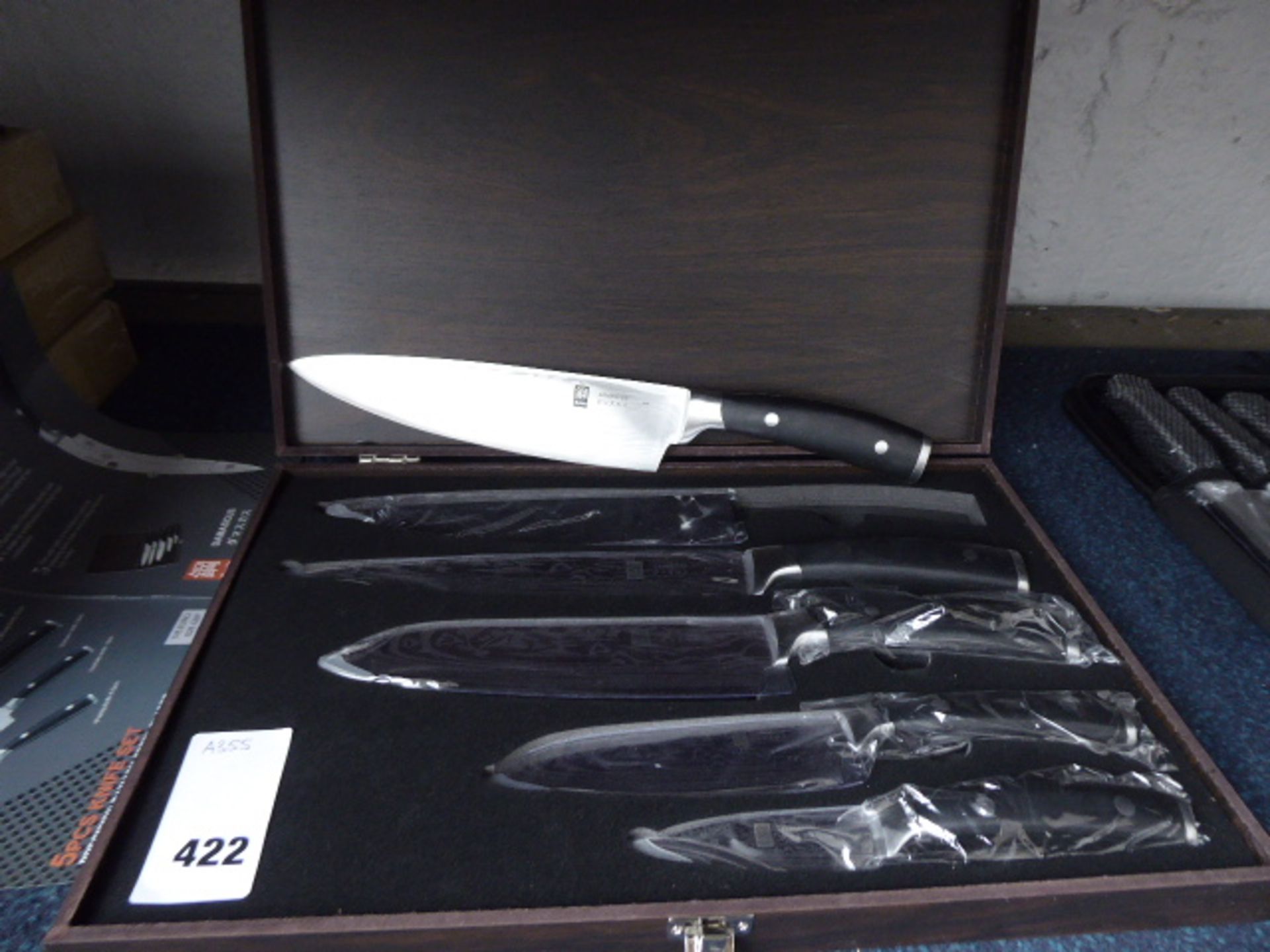 Damascus Kyoto 5 piece knife set in presentation box