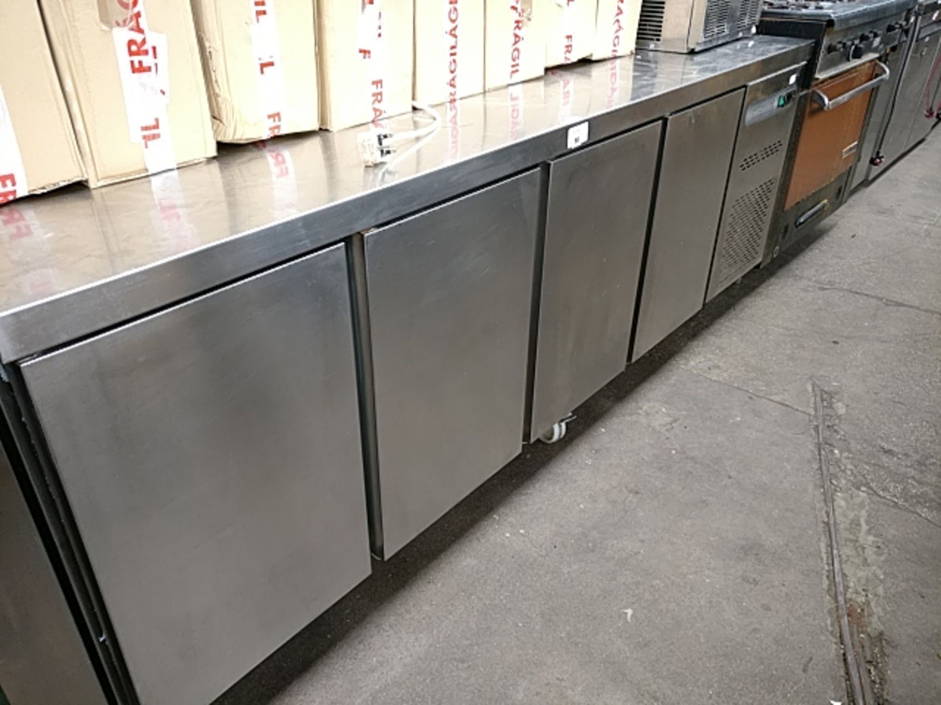 225cm Stirling Pro refrigerated counter fridge with 4x cupboards under