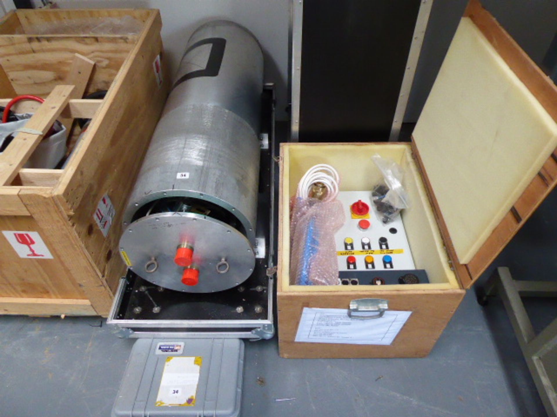 Marine use gamma source container with travel case, electrical control ...
