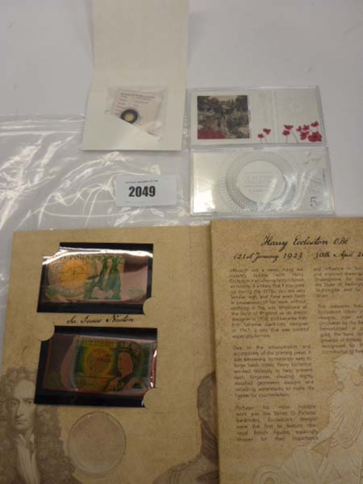 50 Years Bullion Coin, 2x War Poppy Collection Ag.999 notes and British Bank Note folder with 2